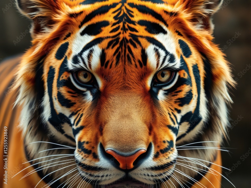 Naklejka premium Majestic Tiger Close Up Intense Gaze Wildlife Photo