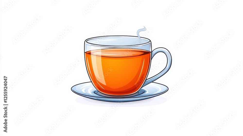 Steaming Cup of Aromatic Tea on a White Background with a Saucer Steaming Cup of Aromatic Tea on a White Background with a Saucer