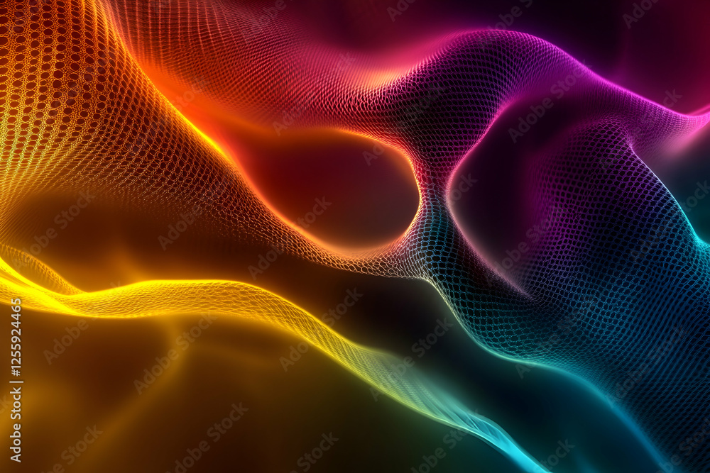 Fototapeta premium Colorful network design forming abstract shapes. Ideal for technology backgrounds & illustrations of network technologies, connection or data flow