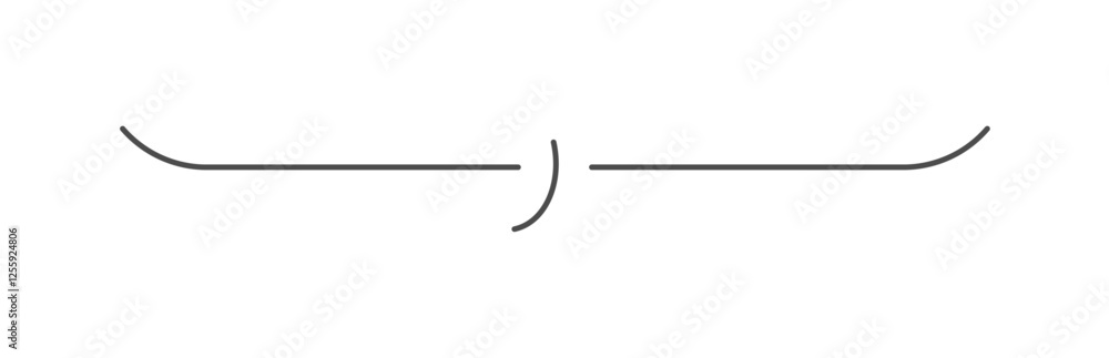 Fototapeta premium シンプルでおしゃれな横長の吹き出し - 下部分だけの黒い線のミニマルなフレーム素材