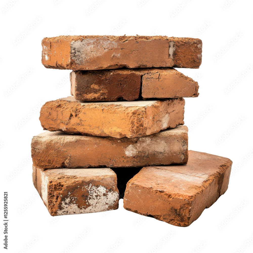 Obraz premium stack of bricks isolated on white background.