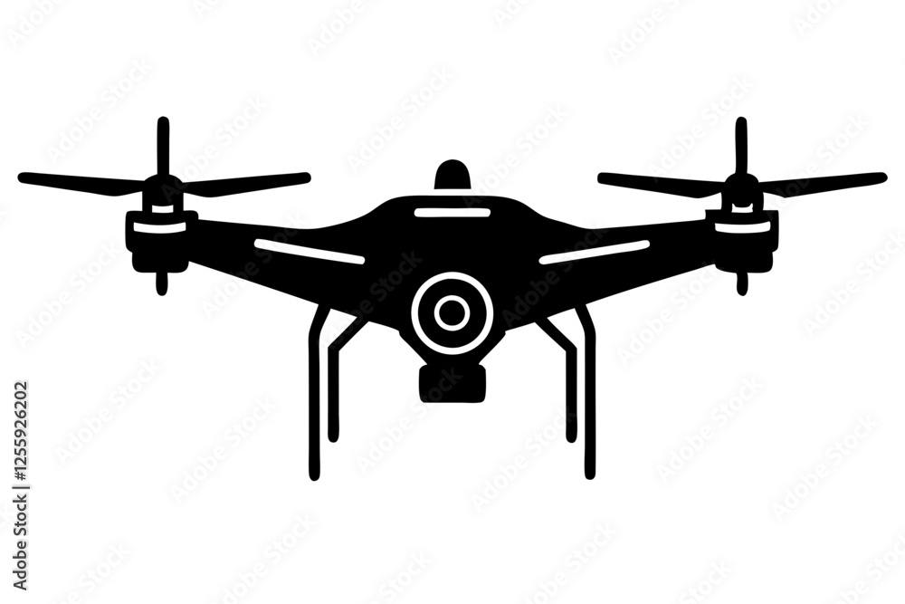 Silhouette of a Drone with Camera Silhouette of a Drone with Camera