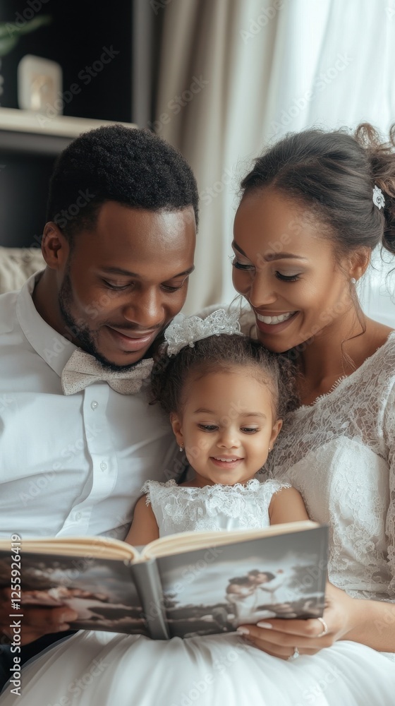 A joyful family reading together, showcasing love and bonding in a cozy setting. A joyful family reading together, showcasing love and bonding in a cozy setting.