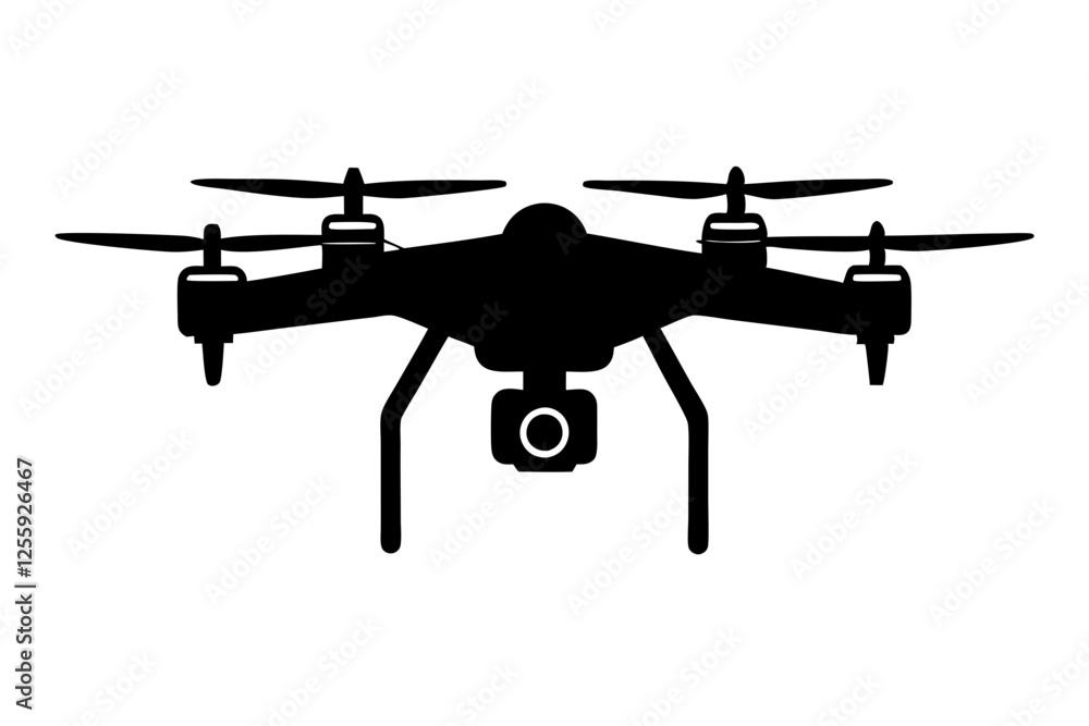 Silhouette of a Drone with Camera Silhouette of a Drone with Camera