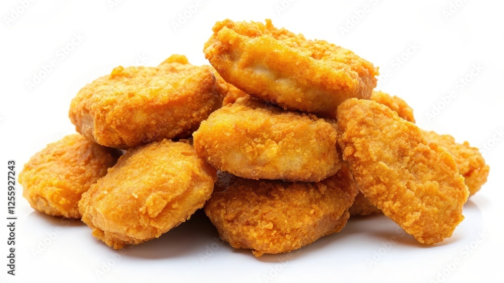Fried Chicken Nuggets on White Background Fried Chicken Nuggets on White Background