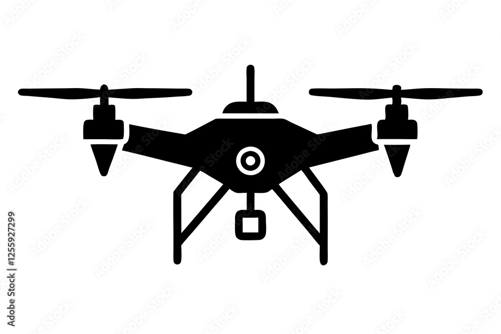Silhouette of a Drone with Camera Silhouette of a Drone with Camera