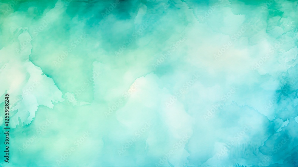 Fototapeta premium Blue Green Backgrounds - Watercolor Painting Texture with Abstract Design for Pastel Paper Banner or Website Background