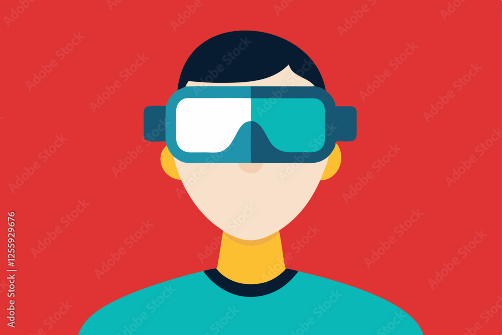 A person Virtual Reality Enthusiast Wearing VR Headset vector illustration , flat vector of virtual reality illustration A person Virtual Reality Enthusiast Wearing VR Headset vector illustration , flat vector of virtual reality illustration