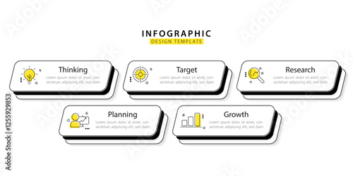 Timeline Creator infographic template. 5 Step timeline journey, calendar Flat simple infographics design template. presentation graph. Business concept with 5 options, gantt vector illustration.