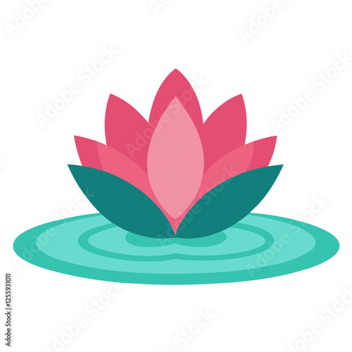lotus flower vector illustration, lotus flat vector illustration 