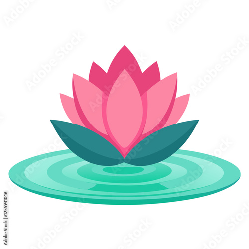 lotus flower vector illustration, lotus flat vector illustration 