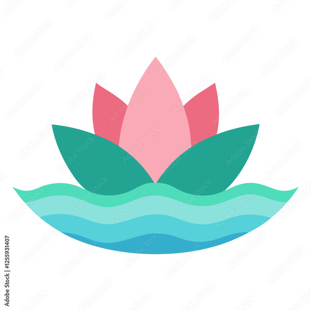 Naklejka premium lotus flower vector illustration, lotus flat vector illustration 