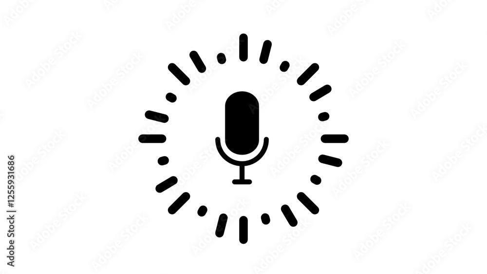 Graphic circular loop of rhythmic black audio frequency sound wave on white background Graphic circular loop of rhythmic black audio frequency sound wave on white background