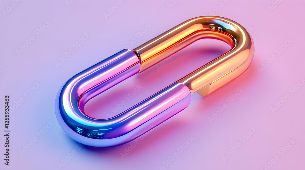 3D Illustration Abstract Background Iridescent Metal Chain Link 3D Illustration Abstract Background Iridescent Metal Chain Link
