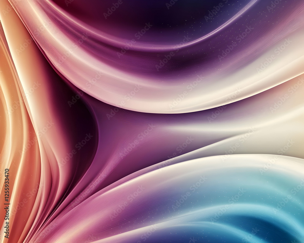 Obraz premium Abstract background showcasing flowing pastel waves in peach, violet, and blue, ideal for use as a website header or digital art