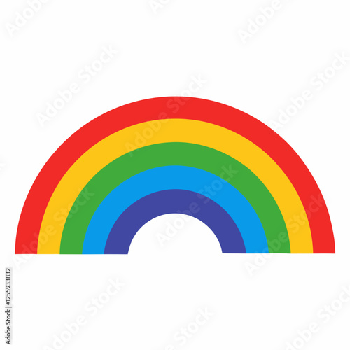 Vibrant Rainbow with Distinct Six-Band Colors , rainbow 2d flat vector illustration for kids coloring page 