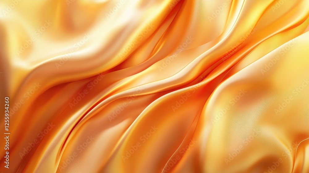 Obraz premium Soft Golden Silk Fabric Texture Flowing in Waves with Shimmering Light