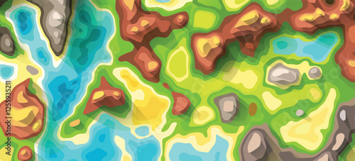 a topographic map top view with shadow