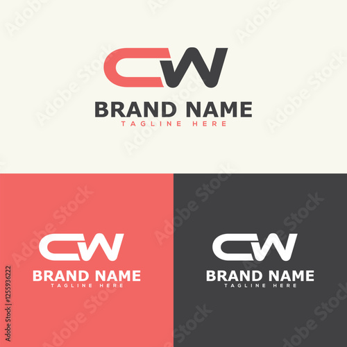  Elegant letter CW logo sets for business identity. Modern logotype, creative logo design for business corporate