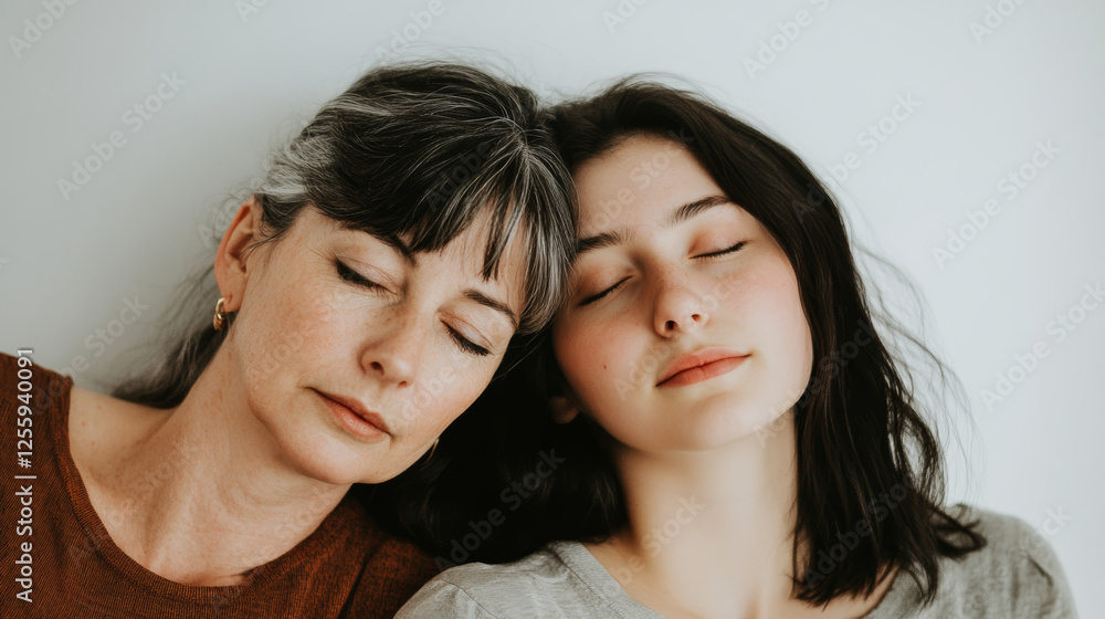 Emotional connection between mother and daughter home photography indoor close-up love and bonding Emotional connection between mother and daughter home photography indoor close-up love and bonding