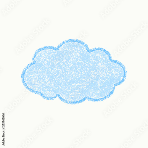 Hand Drawn Cloud in Crayon Style Perfect for Simple Design with Doodle Element and Chalk Texture