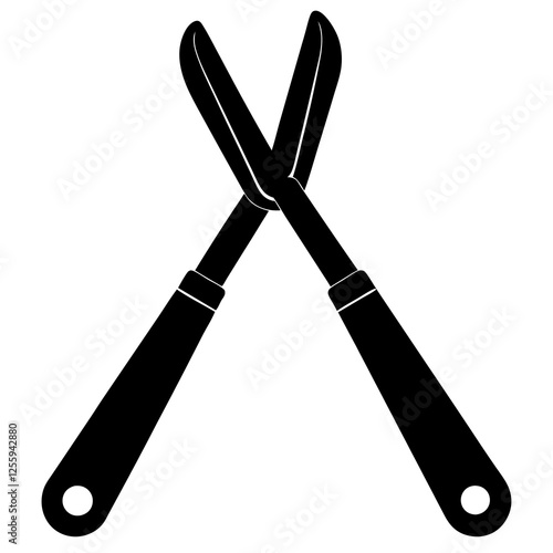 Black silhouette vector of various knives and sharp tools, scissors tool  vector illustration 