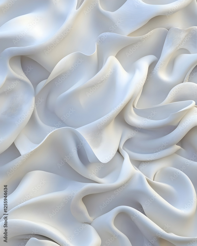 Abstract flowing white fabric creates smooth, elegant waves. Backdrop for digital artwork, web design or artistic presentations Abstract flowing white fabric creates smooth, elegant waves. Backdrop for digital artwork, web design or artistic presentations