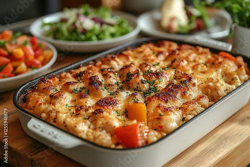 Wallpaper Mural Baked cauliflower and vegetables in a creamy cheesy sauce garnished with herbs Side salads included Torontodigital.ca