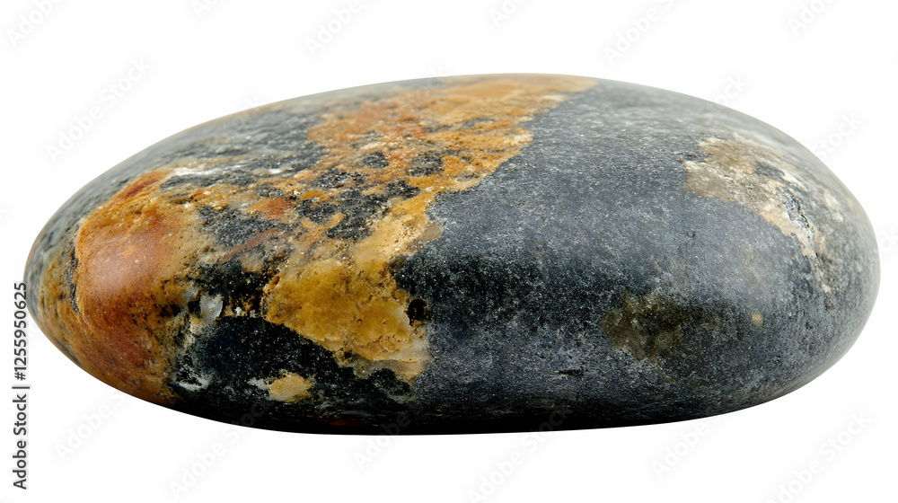 Photo Smooth Gray and Brown River Rock Stone Isolated
