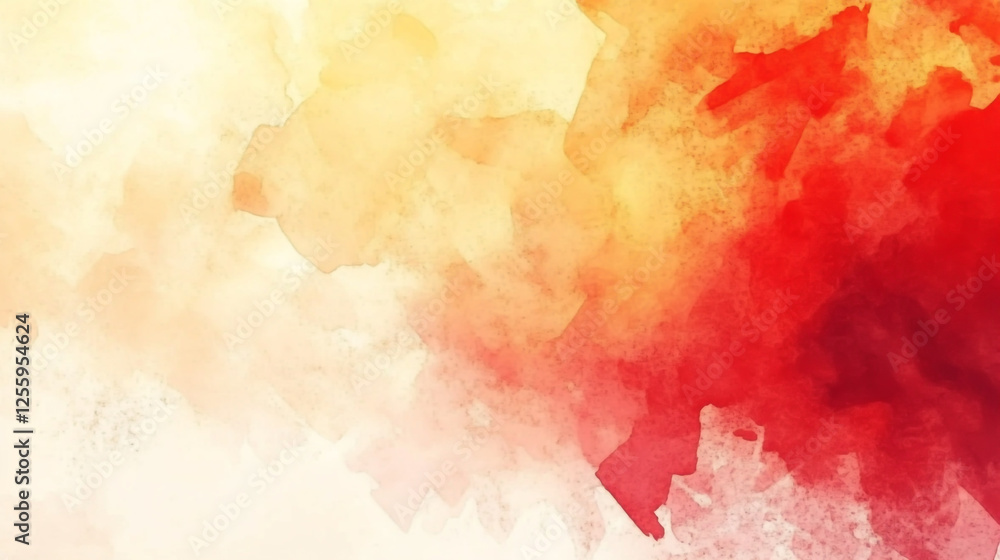 Obraz premium Abstract red and yellow watercolor background with copy space, sunset colors.