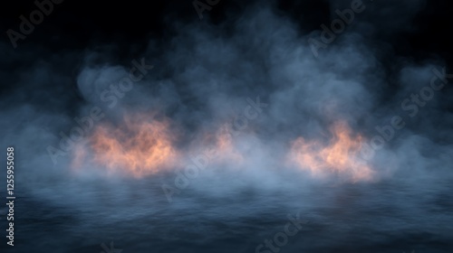 Ethereal Flames and Fog Envelop a Dark Surface