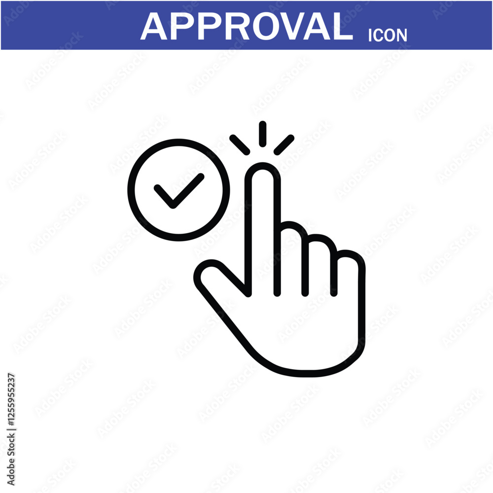 Approval icon. Containing accept, certified, thumps up, agreement, approve, validation, seal approved, confirmation and decision icons. Vector Line Icon set art by illustrator eps 10 Approval icon. Containing accept, certified, thumps up, agreement, approve, validation, seal approved, confirmation and decision icons. Vector Line Icon set art by illustrator eps 10