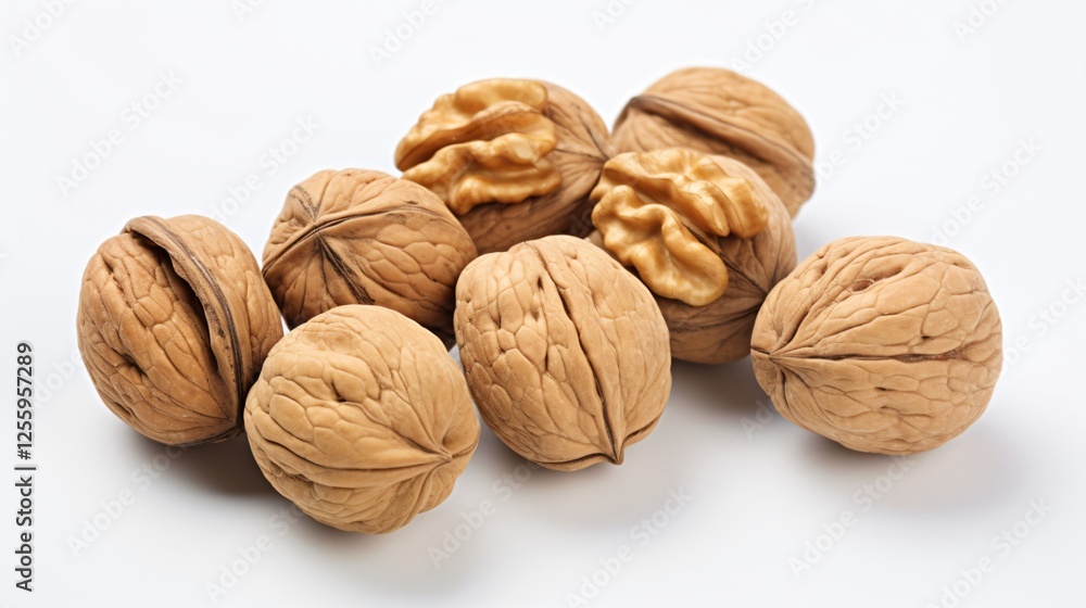 Isolated Walnuts on White Background - Fresh Nuts Isolated Walnuts on White Background - Fresh Nuts