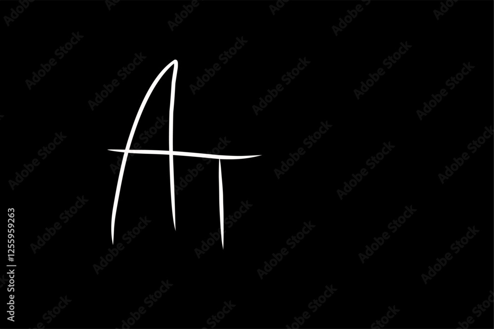 Initial Letter AT Logo in doodle style, Handwritten and Signature in combined style for Business Names with AT Alphabet Initial Letter AT Logo in doodle style, Handwritten and Signature in combined style for Business Names with AT Alphabet