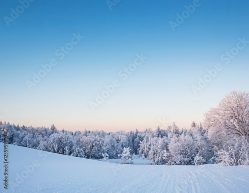 Wallpaper Mural Winter landscape with frosted trees under a clear blue sky, creating a serene and tranquil atmosphere. Torontodigital.ca