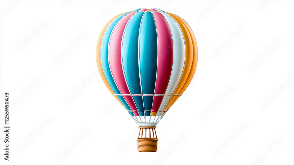 Naklejka premium Colorful hot air balloon floating on white background