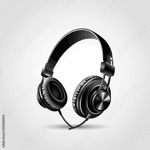 3D Headset,black headset,vector illustration.