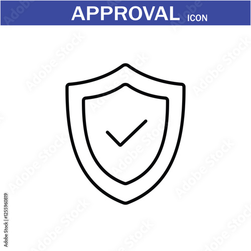 Approval icon. Containing accept, certified, thumps up, agreement, approve, validation, seal approved, confirmation and decision icons. Vector Line Icon set art by illustrator eps 10