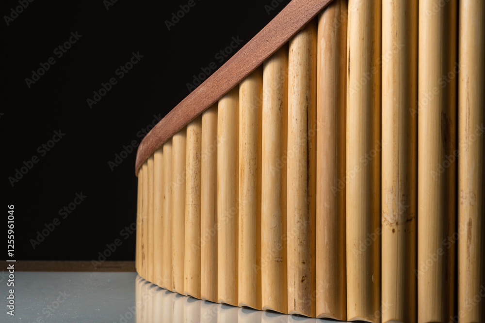 Closeup of a pan flute on a table Closeup of a pan flute on a table