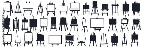 easel icon Set. painting frame vector. canvas stand