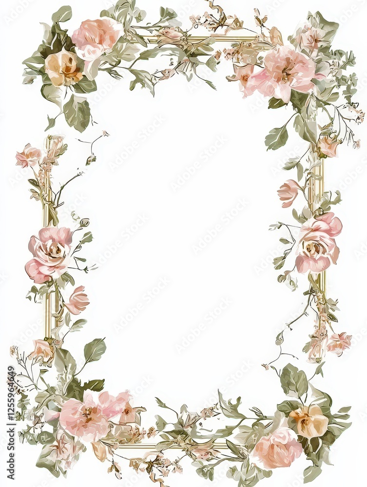 Naklejka premium Wedding and restaurant menu border frame framing element on white background