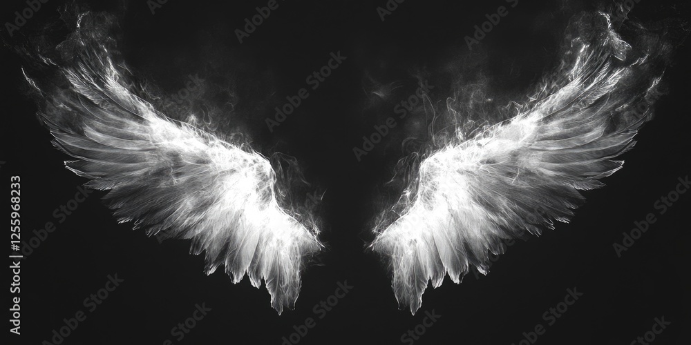 Obraz premium White wings on black background