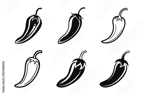 chili pepper line art vector design, spicy vegetable illustration