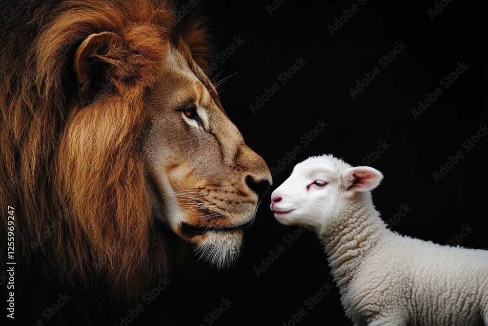 Lion and Lamb Confrontation Lion and Lamb Confrontation