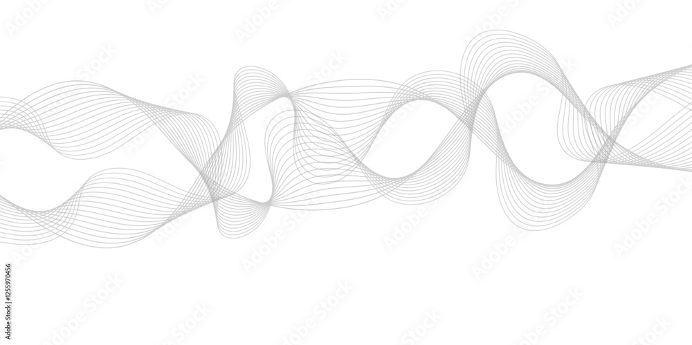Fototapeta premium Abstract wave blend lines on transparent background. Design for banner, wallpaper, background and many more. Undulate Grey Wave Swirl, frequency sound wave, twisted curve lines with blend effect. 