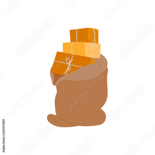 Mail Bag With Parcels, Delivery Service illustration