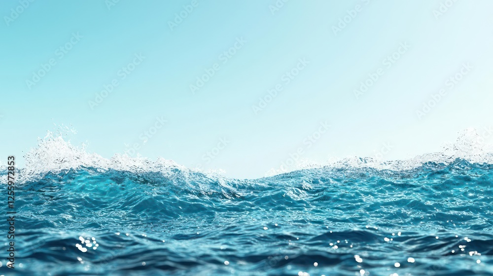Azure Ocean Waves Against A Light Blue Sky Azure Ocean Waves Against A Light Blue Sky