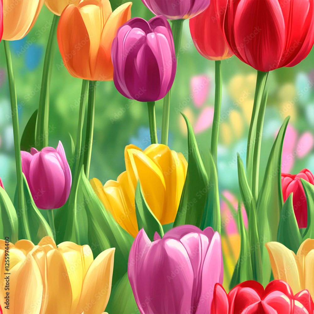 Obraz premium colorful tulips vector illustration
