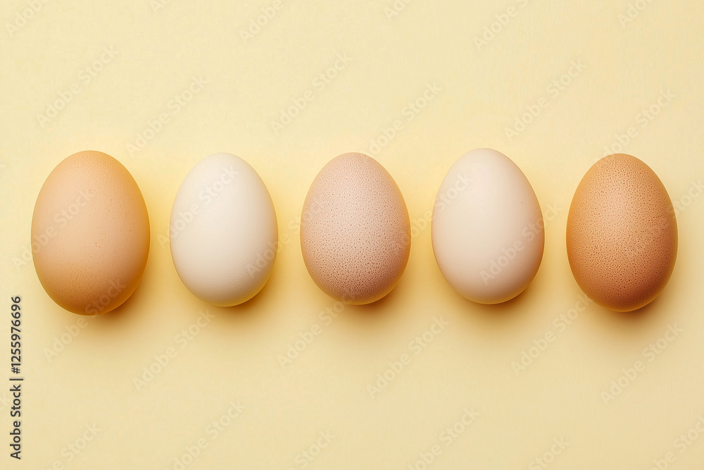 Eggs on a yellow background, top view. Eggs on a yellow background, top view.
