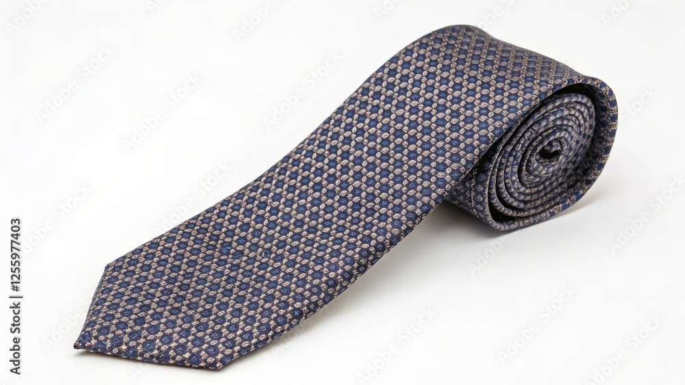Gray Necktie with Geometric Pattern on White Background Gray Necktie with Geometric Pattern on White Background